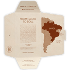 Baiani Dark w/ Caipirinha 65% chocolate bar wrapper with Brazil map highlighting Vale do Ribeira