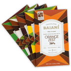 Baiani orange zest dark chocolate bar in bundle, geometric packaging