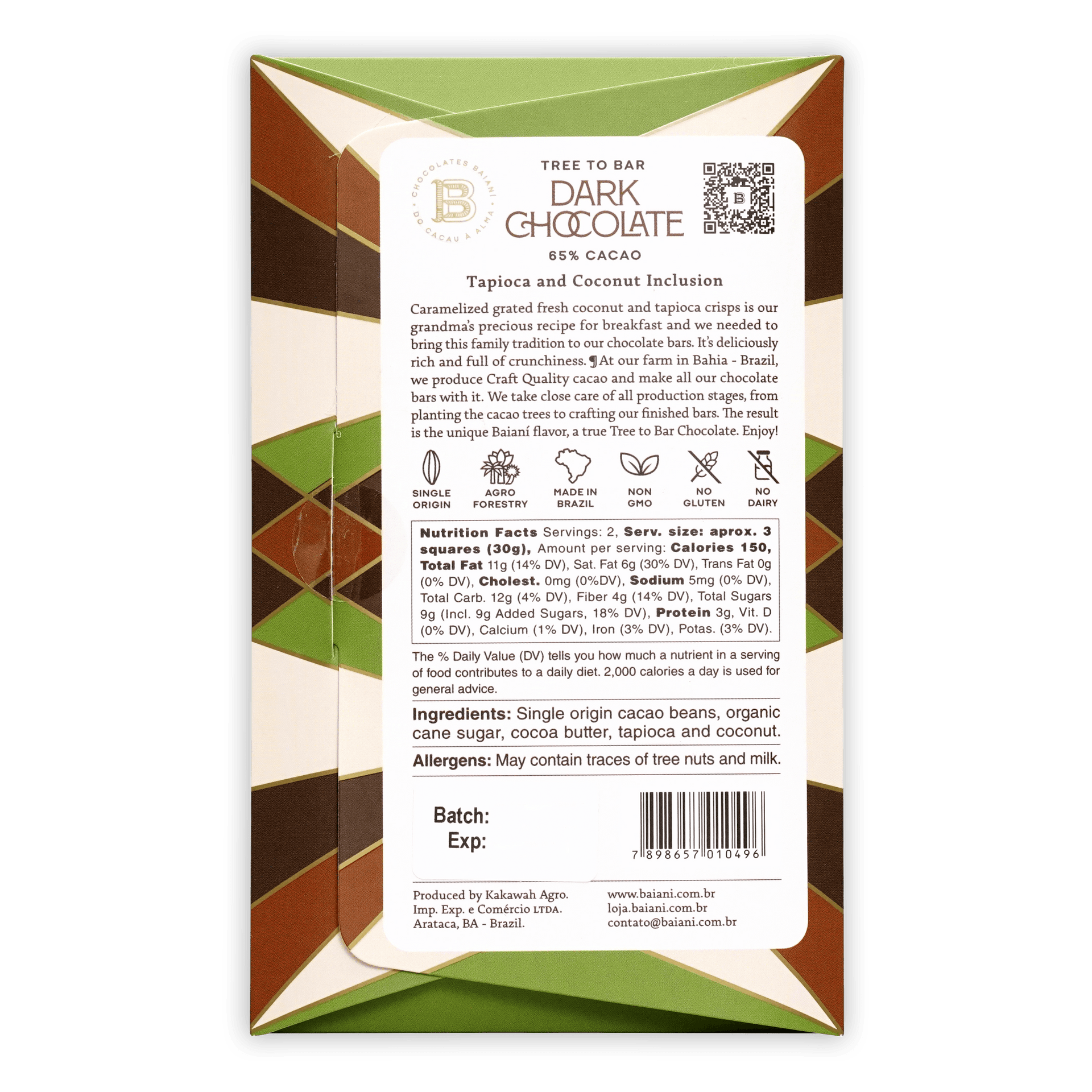 Baiani Inclusion Chocolate Bundle: 65% cacao tree-to-bar with tapioca-coconut