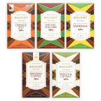 Baiani Inclusion Chocolate Bundle: 5 rectangular dark chocolate bars with geometric patterned wrappers