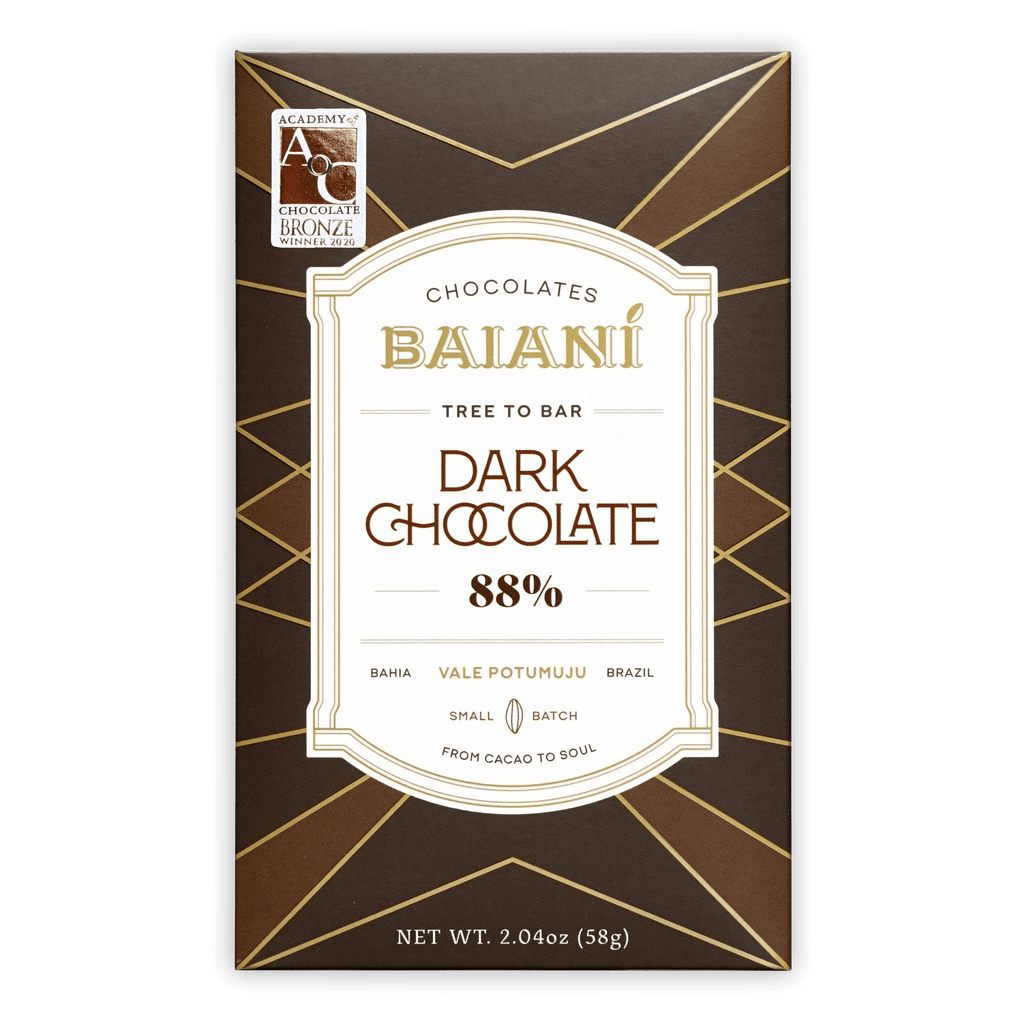 Baiani Special Blend Dark 88% chocolate bar in brown gold wrapper