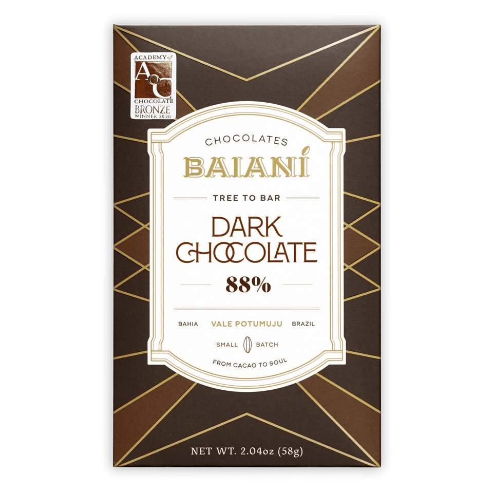Baiani Special Blend Dark 88% chocolate bar in brown gold wrapper
