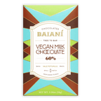 Baiani Vegan Milk Chocolate 60% bar wrapper with tree to bar label