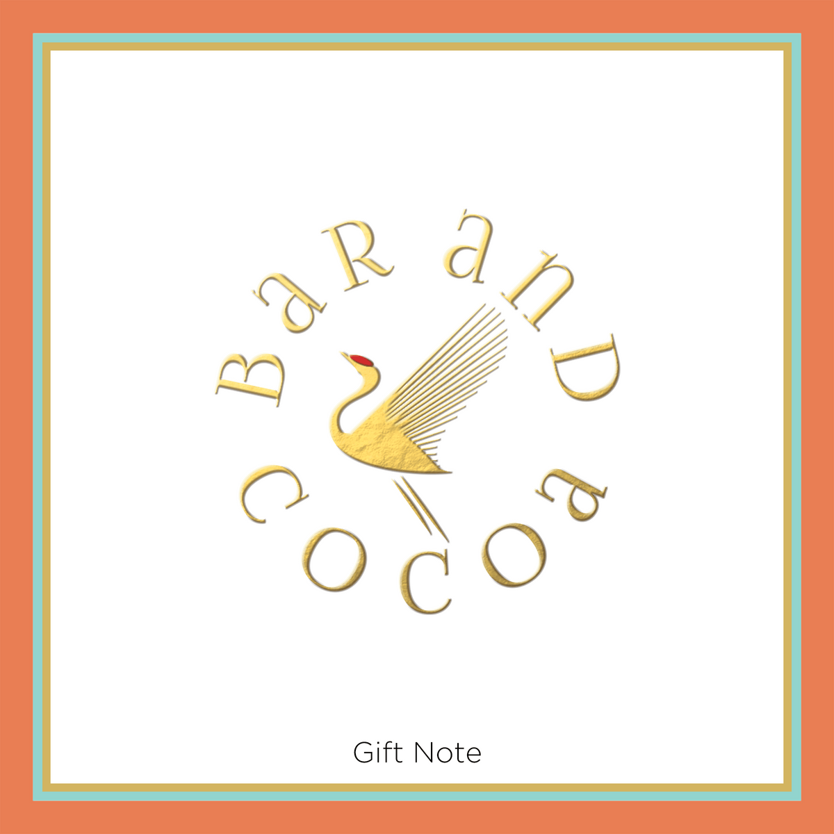 Gold Bar and Cocoa stylized bird logo with red dot on head