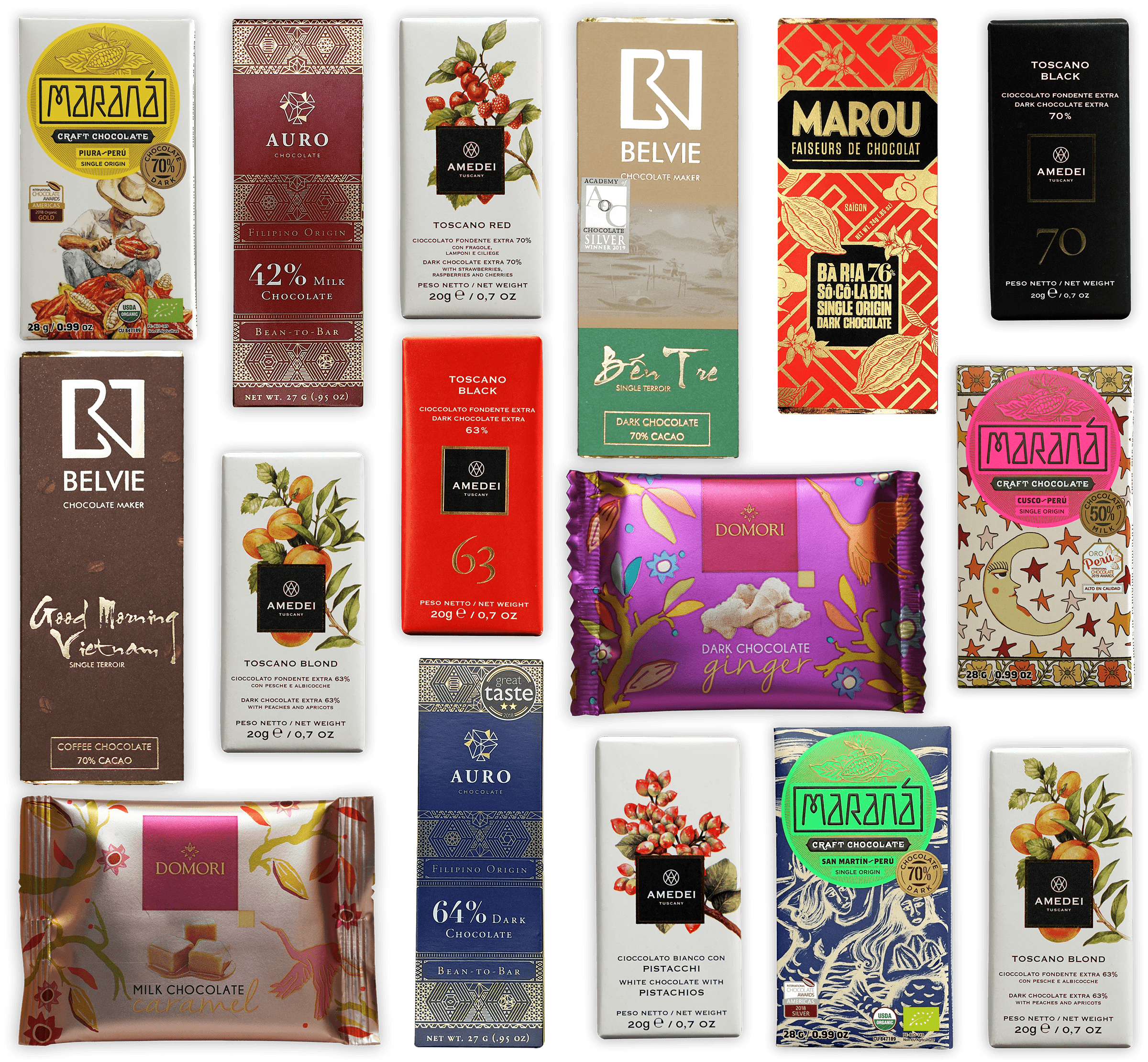 Bar & Cocoa Mini Bar with Marana, Auro, and Belvie chocolate bars