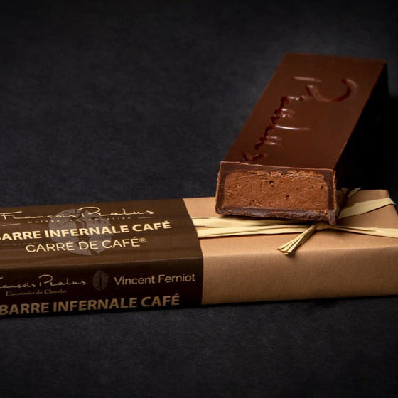 Pralus Infernale Coffee Bar with rich dark chocolate and coffee-filled interior