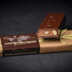 Pralus Infernale Noir Praline Bar with glossy dark chocolate, praline, almonds