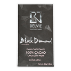 Belvie Black Diamond 100% cacao dark chocolate bar in sleek black packaging with silver foil accents