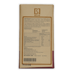 Belvie Thien Tuy 75% chocolate bar back wrapper with gold logo, Belgian origin, ingredients and nutrition