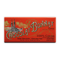 Bonnat 100% Noir Cacao bar with vibrant red wrapper and cathedral illustration