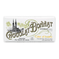 Bonnat Cote d’Ivoire 75% white chocolate bar with green gold cathedral lettering