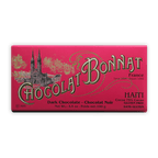 Bonnat Haiti 75% dark chocolate bar wrapper with pink cathedral design