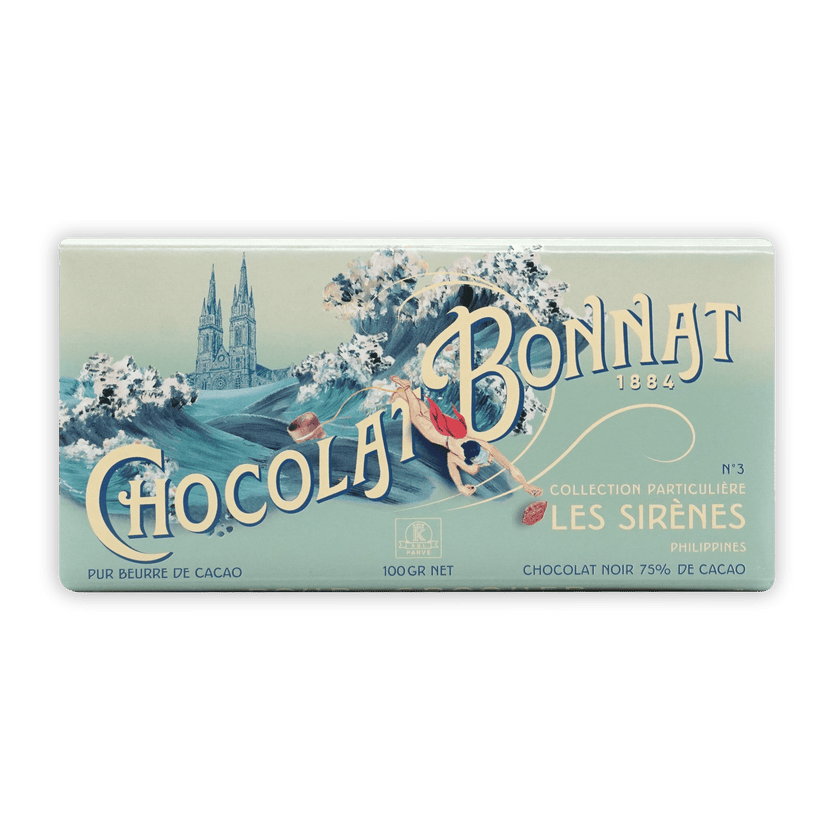 Vintage Bonnat Les Sirenes Philippines 75% chocolat bonnat 1884 mermaid wrapper