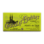 Vibrant lime green wrapper of Bonnat Madre de Dios Peru 75% dark chocolate bar