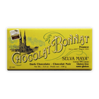 Bonnat Selva Maya 75% dark chocolate bar wrapper with gold lettering and cathedral illustration