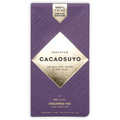 Cacaosuyo Amazonas 100% purple dark chocolate bar with gold foil and geometric patterns