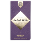 Cacaosuyo Amazonas 100% purple dark chocolate bar with gold foil and geometric patterns