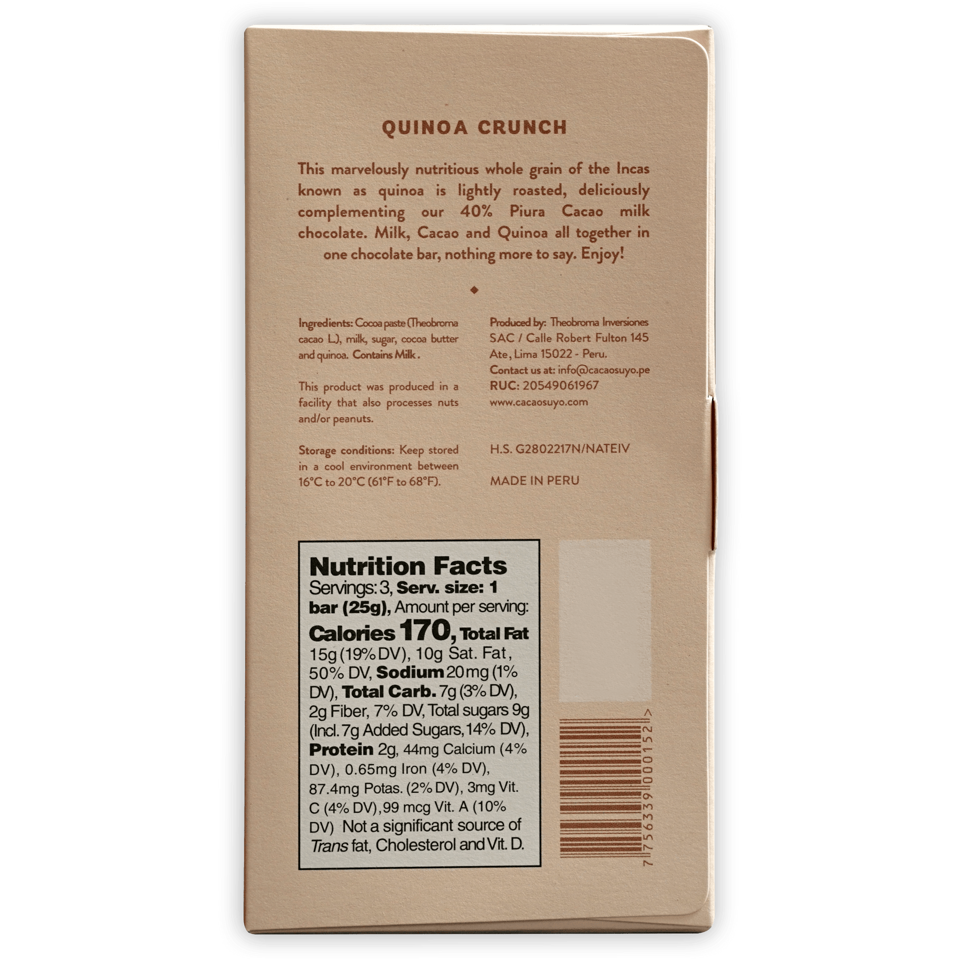 Cacaosuyo Milk Quinoa Crunch 40%
