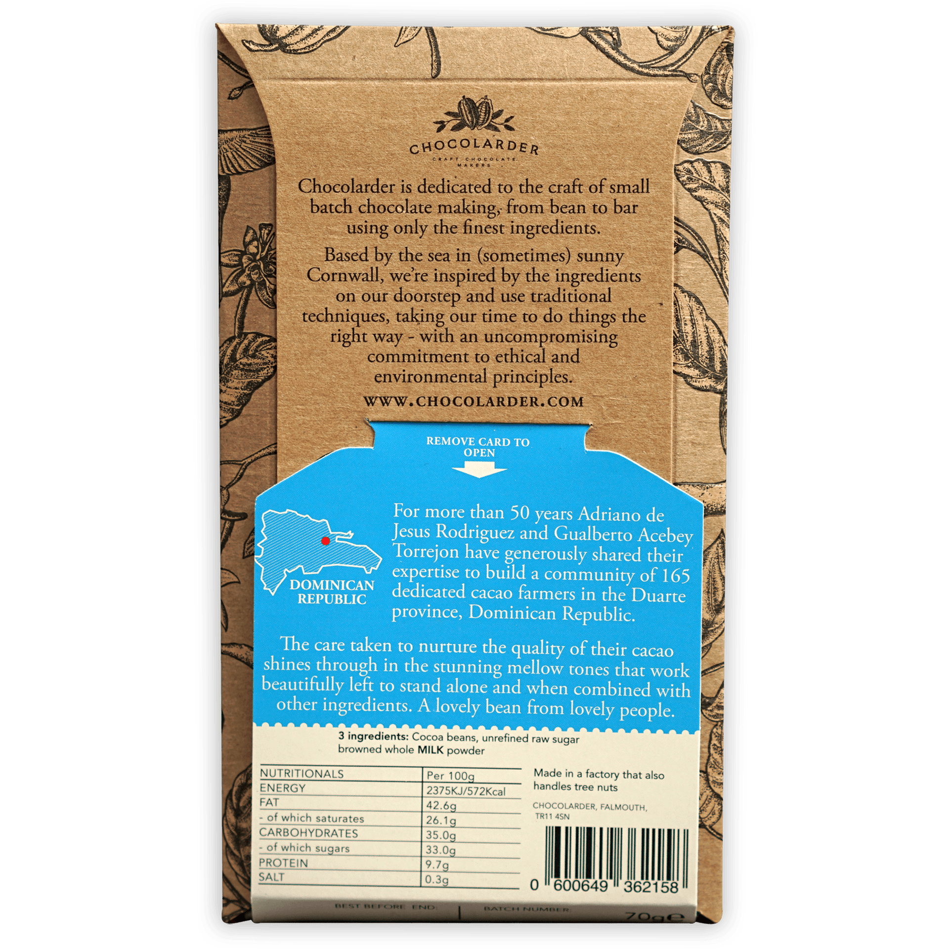 Chocolarder Browned Butter Milk 60% brown kraft wrapper with blue label