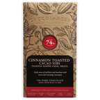 Chocolarder Cinnamon Toasted Cacao Nibs 74% gold wrapper with botanical design