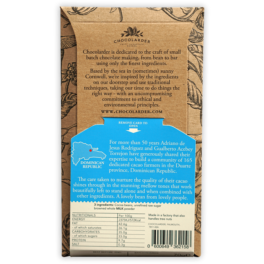 Chocolarder Browned Butter Milk 60% brown kraft wrapper with blue label
