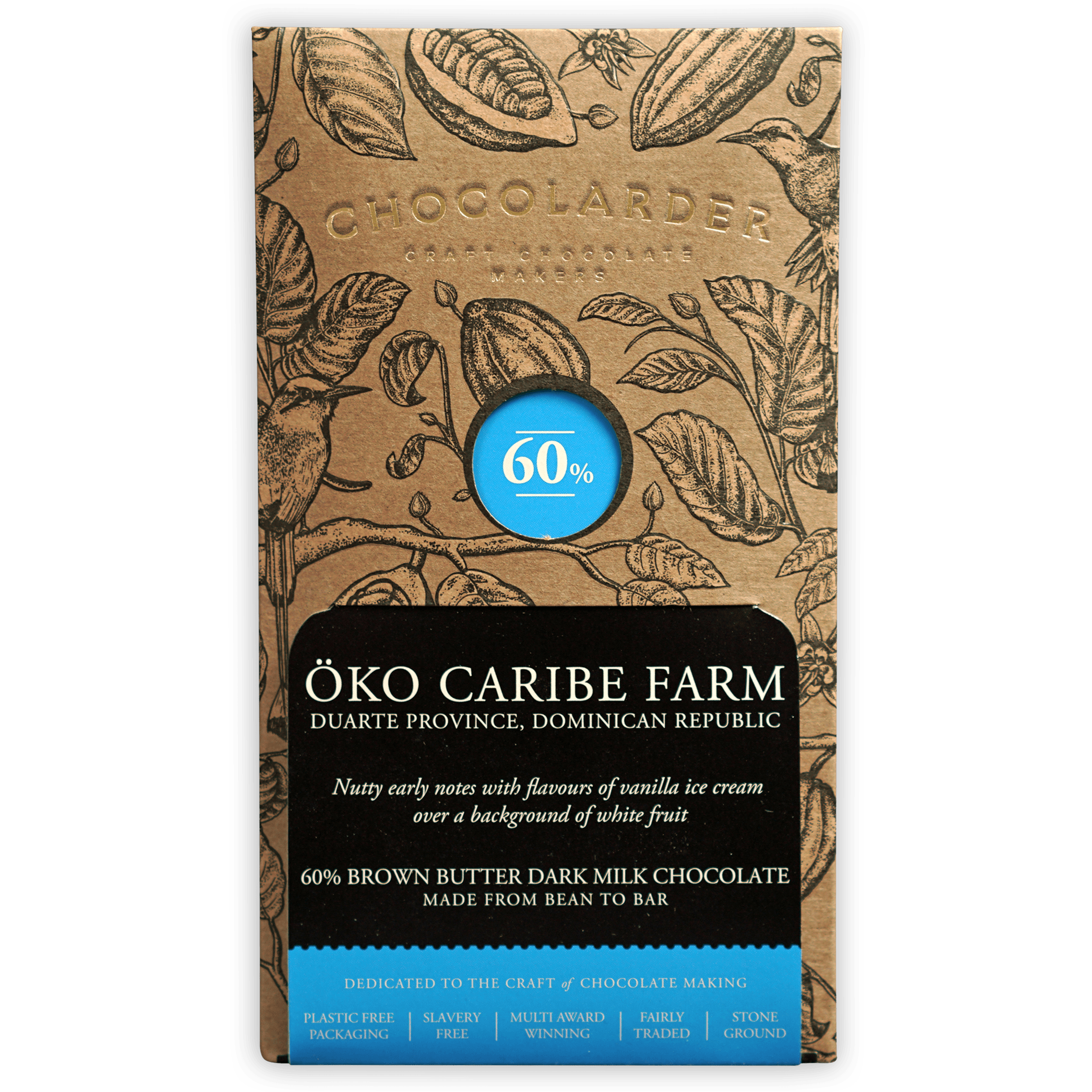 Chocolarder Browned Butter Milk 60% öko Caribe Farm dark chocolate bar