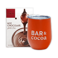 Orange insulated tumbler with clear lid and Bar & Cocoa print