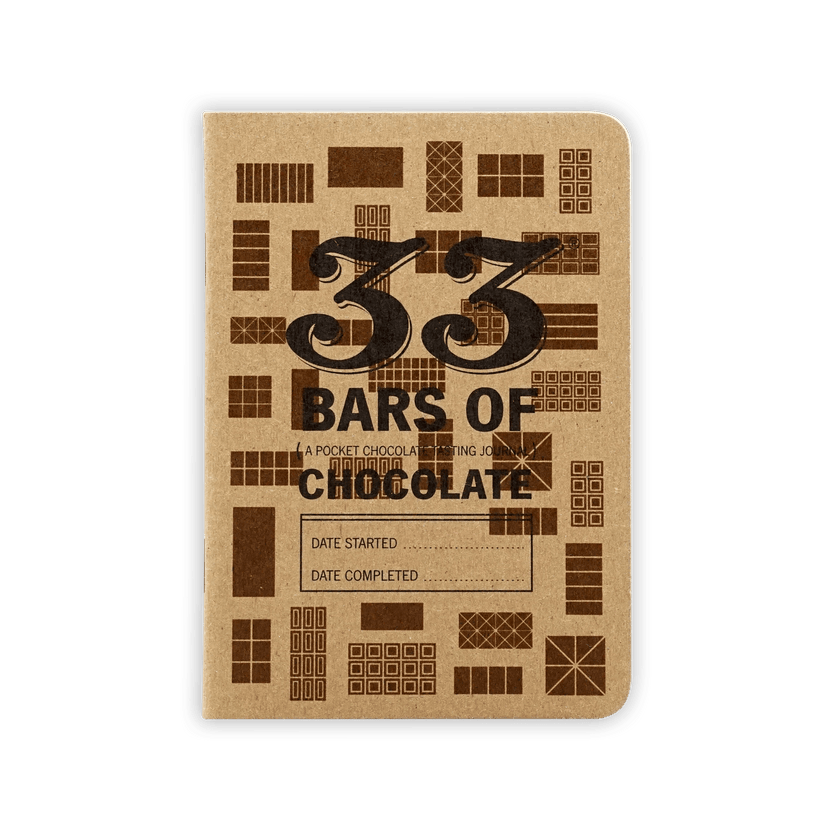 Brown kraft paper Chocolate Tasting Journal with 33 bars of chocolate design