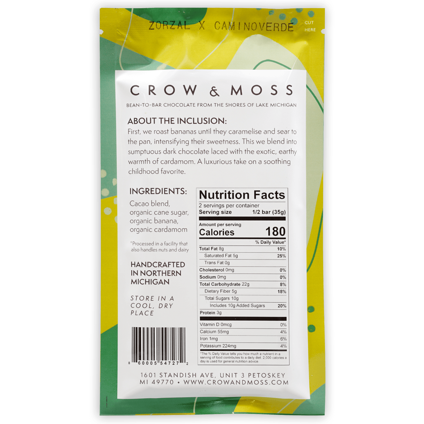 Crow & Moss Banana & Cardamom Brulee 65%