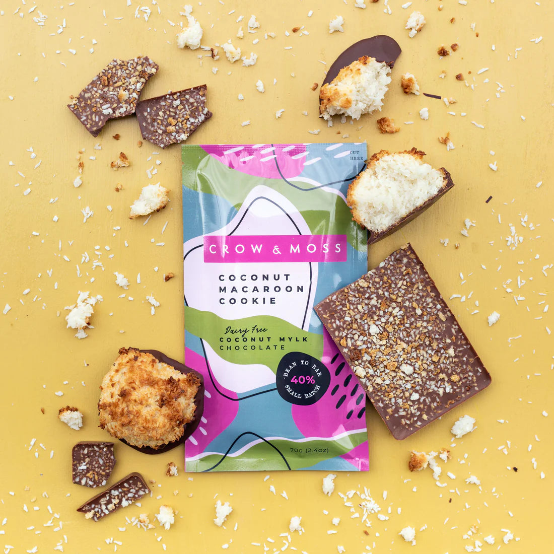 Crow & Moss Coconut Milk Macaroon Cookie Chocolate – Bar & Cocoa