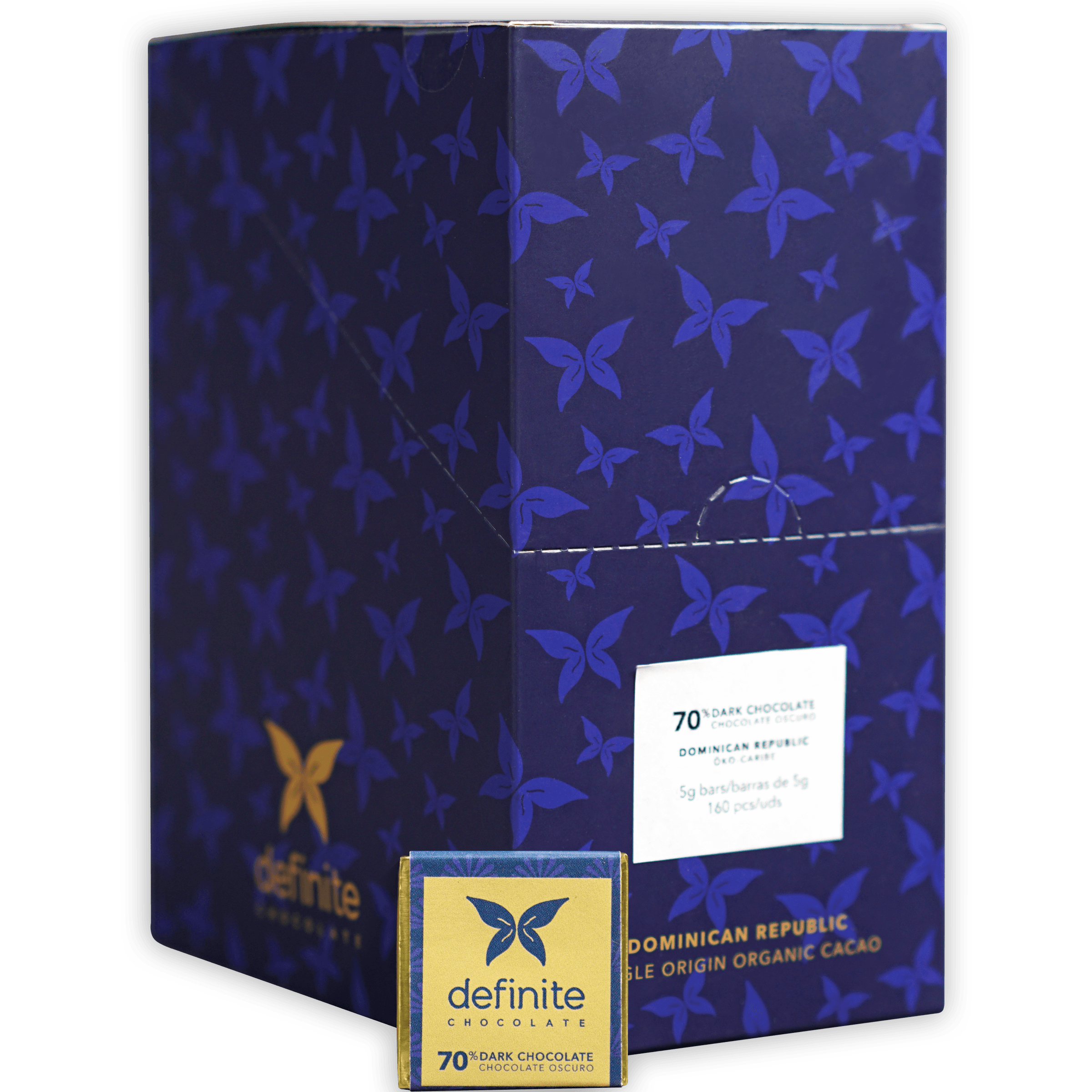 Definite Chocolate 70% dark chocolate Napolitans mini squares box