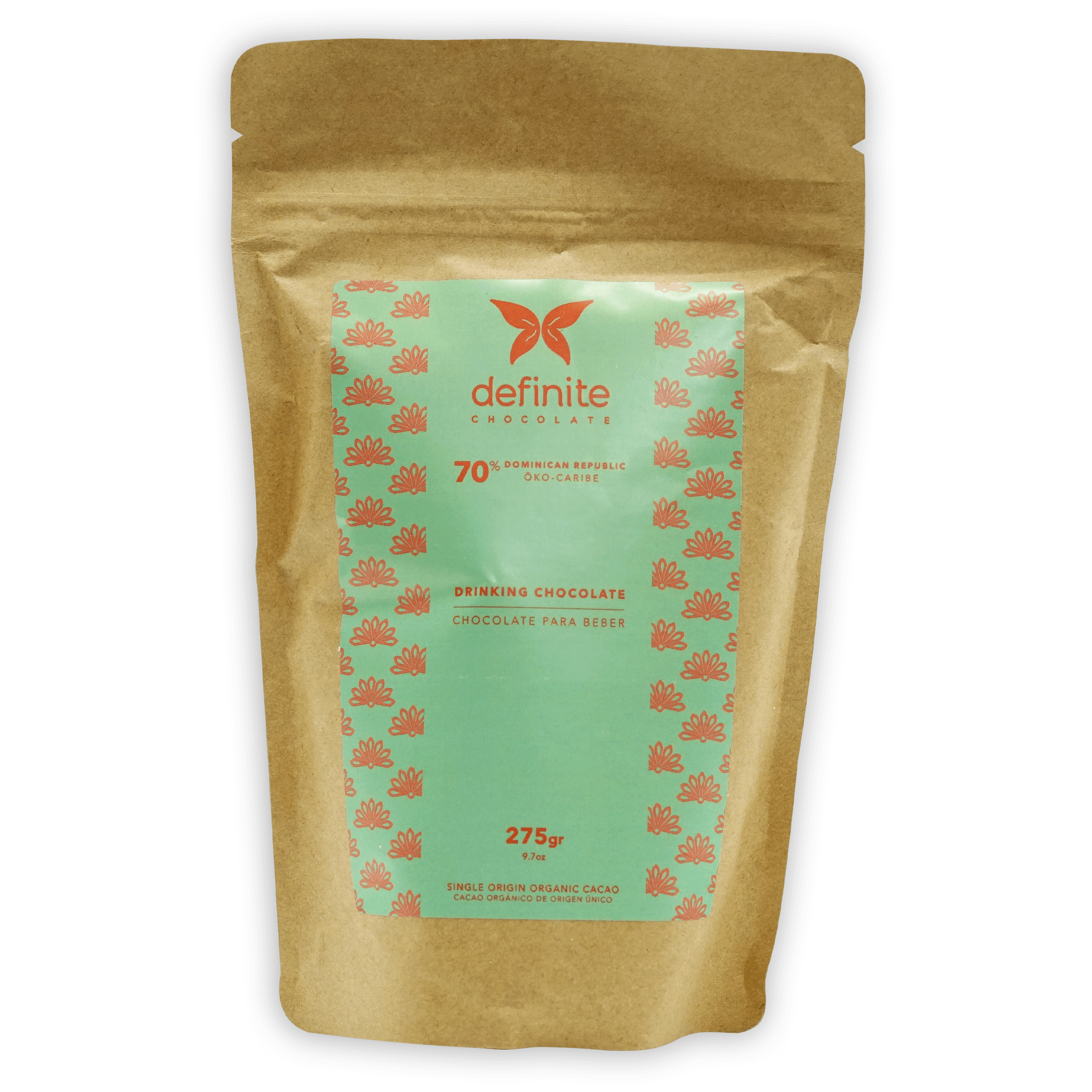 Definite Drinking Chocolate Dark 70% resealable pouch