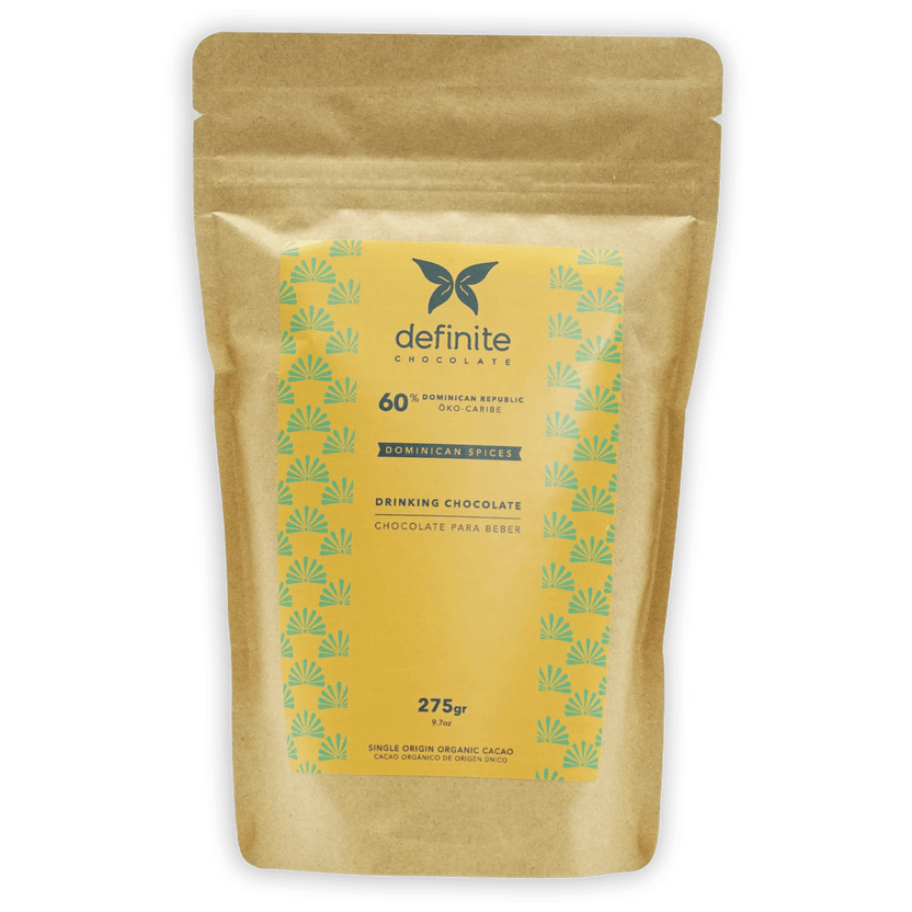 Definite Drinking Chocolate with Dominican Spices 60% yellow green pouch