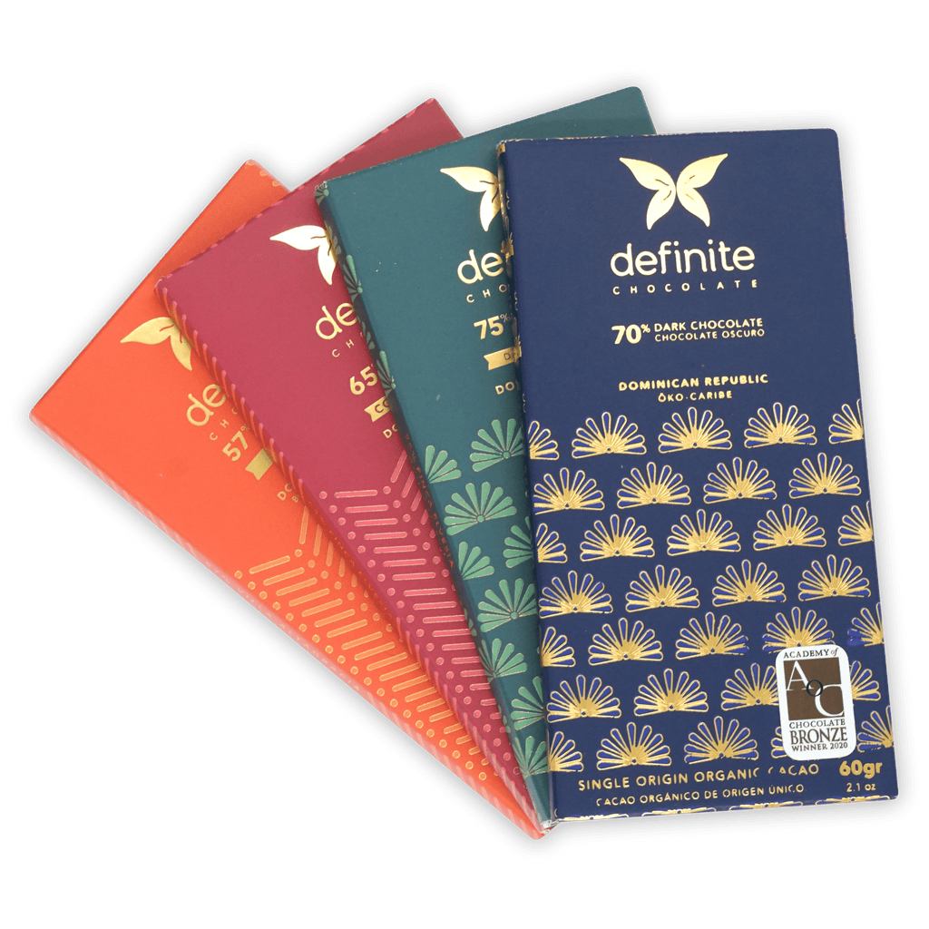 Definite Chocolate Variety Bundle: navy blue gold bar with butterfly sunburst