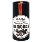 Dick Taylor 65% chocolate coated almonds in sleek black tin