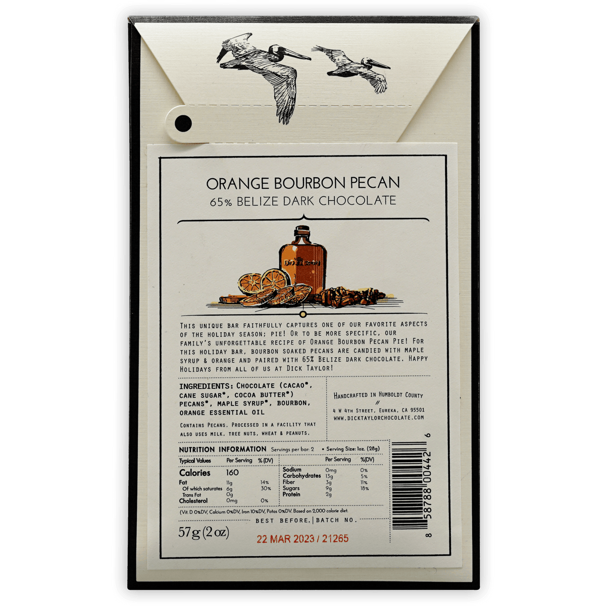 Dick Taylor Orange Bourbon Pecan 65% (Seasonal)