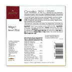 Domori Chuao Criollo 70% chocolate bar box with nutritional info