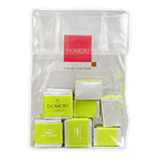 Domori Classic Pistachio Cremino Bag with lime green silver cacao bars and red logo