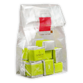 Domori Classic Pistachio Cremino bag with lime green silver cacao pods