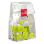 Domori Classic Pistachio Cremino bag with lime green silver cacao pods