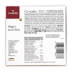 Domori Porcelana Criollo 70% dark chocolate bar, 50g white maroon pack