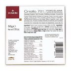 Domori Porcelana Criollo 70% dark chocolate bar, 50g white maroon pack