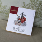 Domori Porcelana Criollo 70% cacao chocolate bar in white maroon package