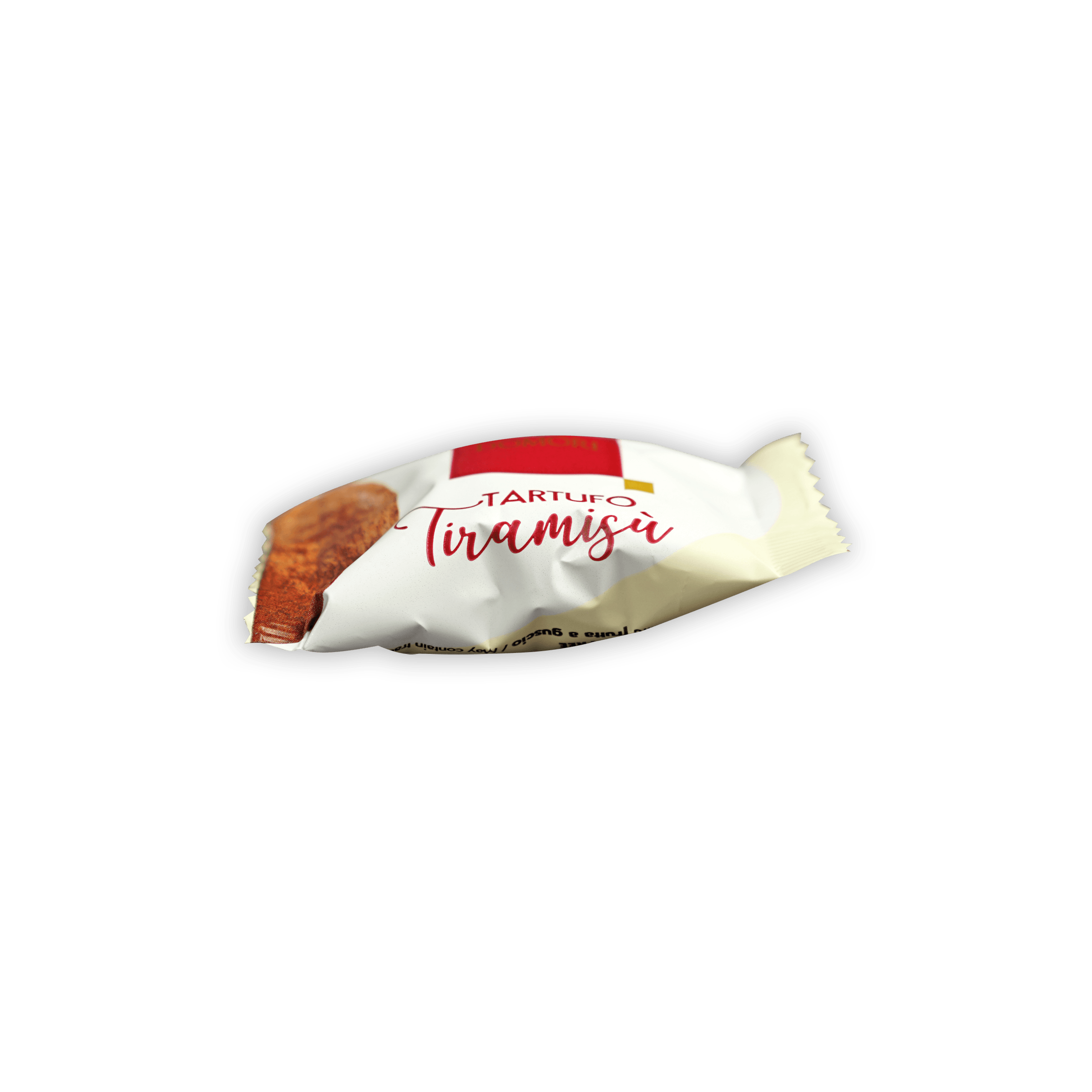 White and red wrapped tiramisu Domori Tartufo truffle