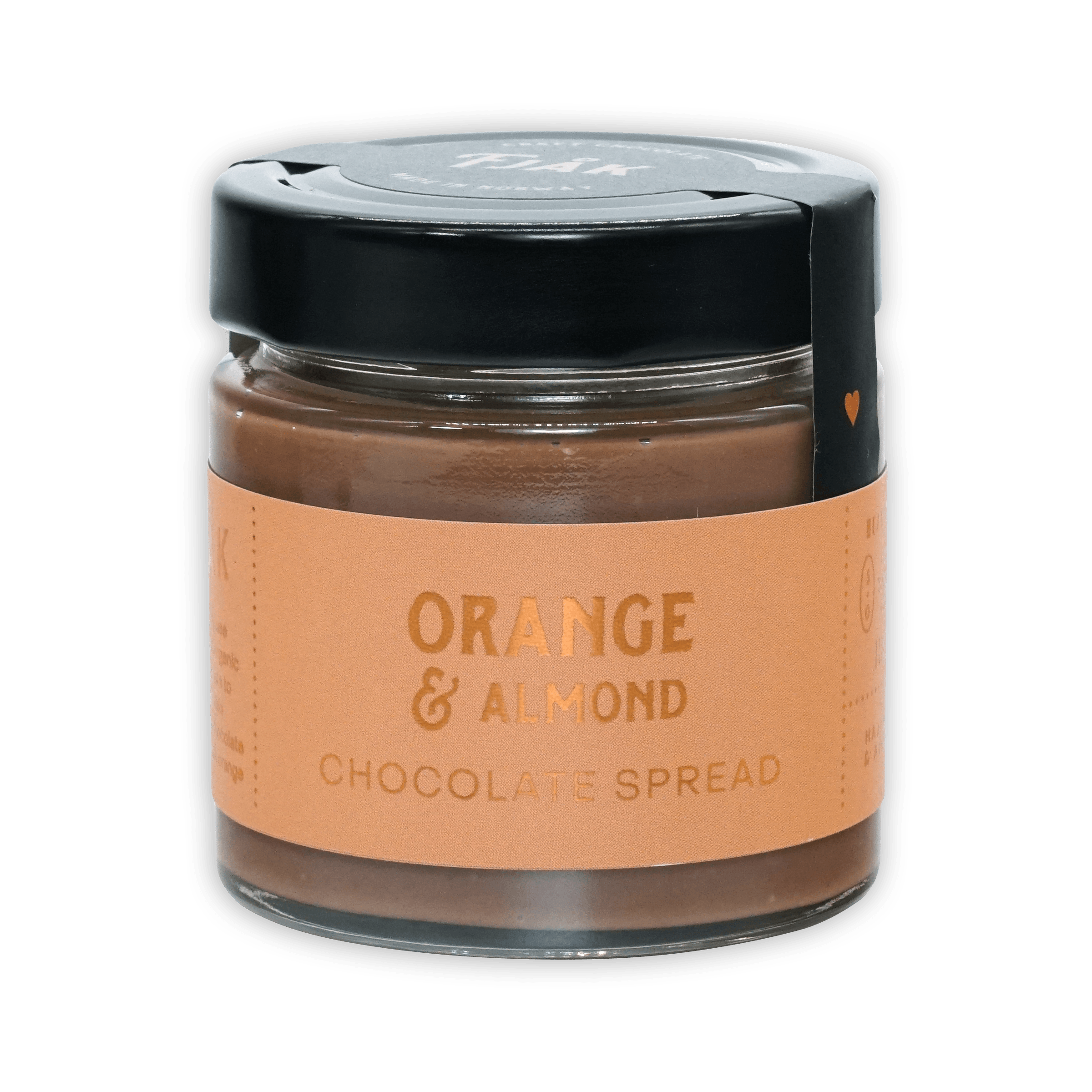 Fjåk Chocolate Spread with Orange & Almonds in glass jar