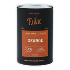 Fjåk 70% dark orange drinking chocolate black tin, organic single origin