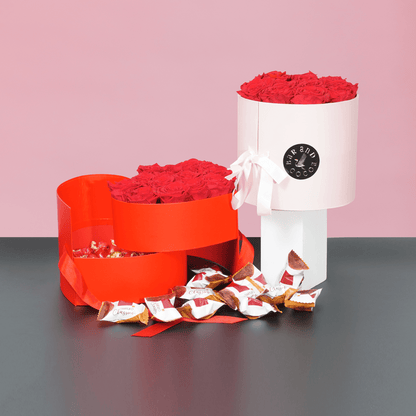 Sending Love Pink Double Gift Box (Eternal Roses & Chocolate)
