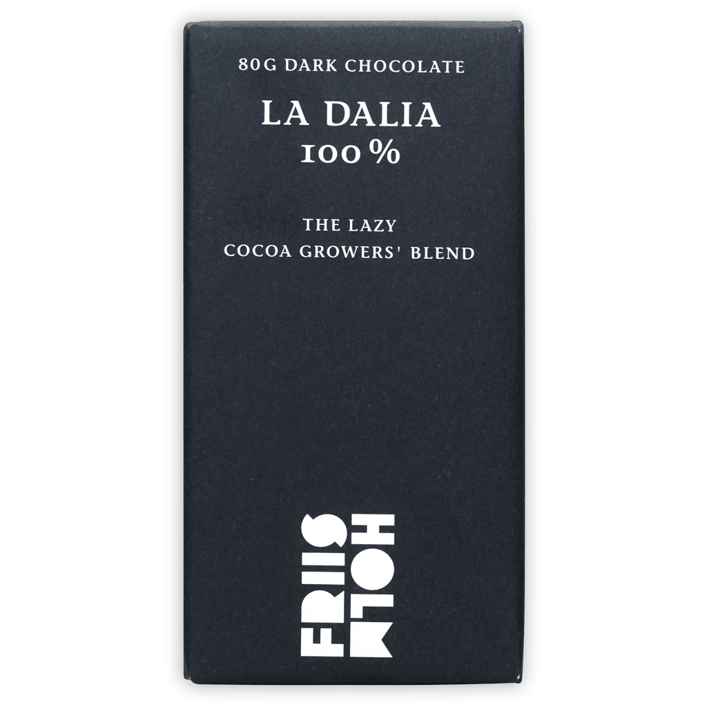 Friis Holm La Dalia 100% dark chocolate black bar wrapper
