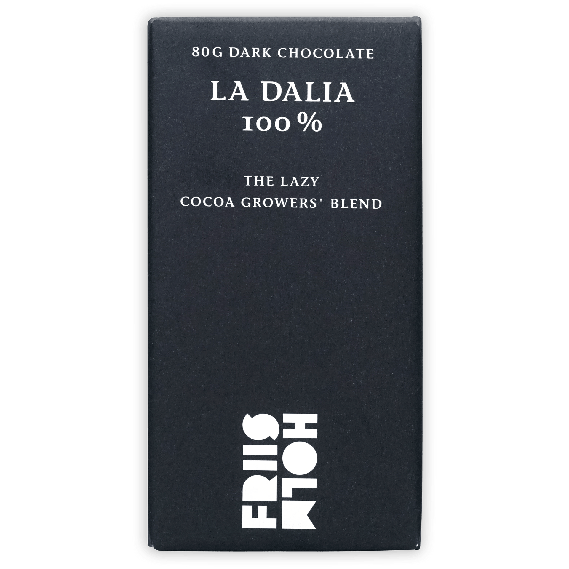 Friis Holm La Dalia 100% dark chocolate black bar wrapper