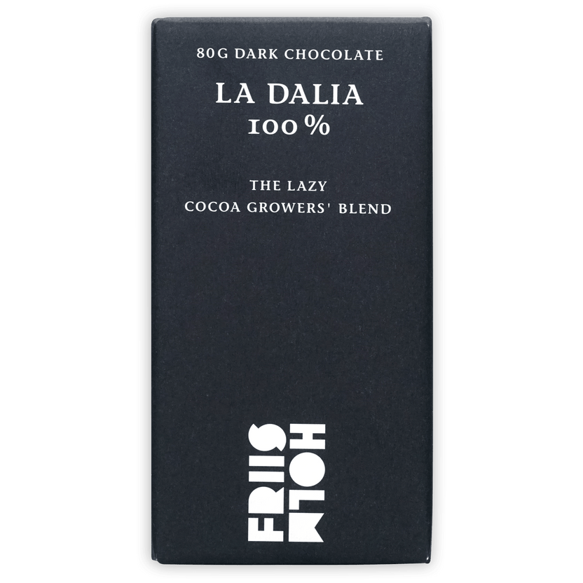Friis Holm La Dalia 100% dark chocolate black bar wrapper